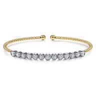 14K White and Yellow Gold Diamond Bangle
