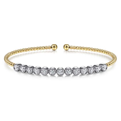 14K White and Yellow Gold Diamond Bangle