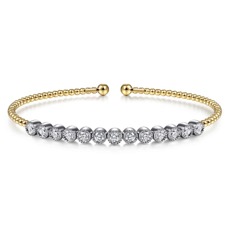 14K White and Yellow Gold Diamond Bangle - 1 ct - Shot 1