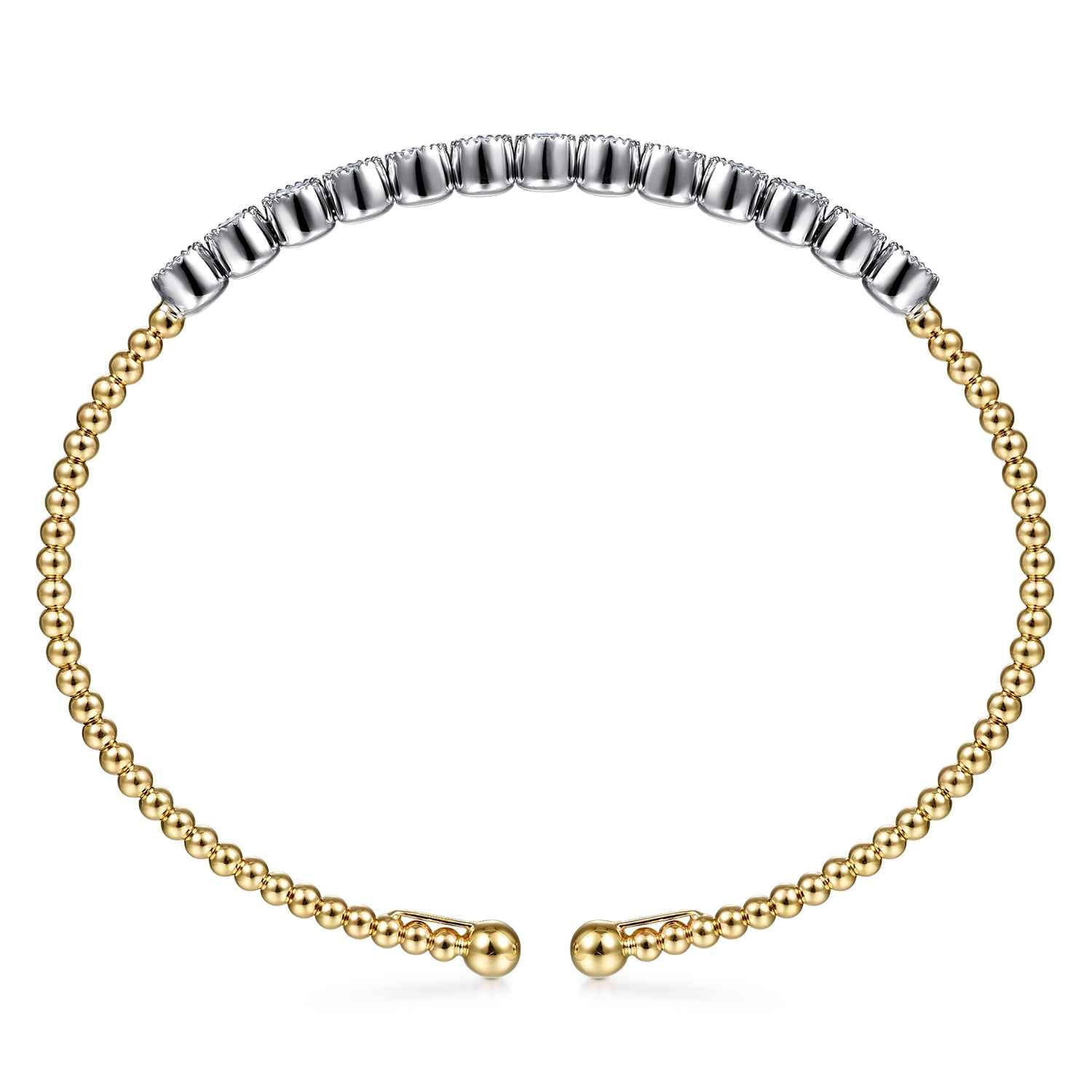 14K White and Yellow Gold Diamond Bangle - 1 ct - Shot 3