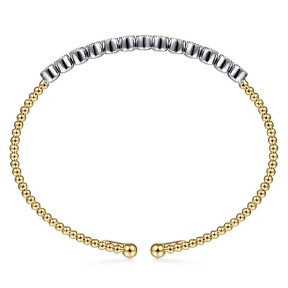 14K White and Yellow Gold Diamond Bangle