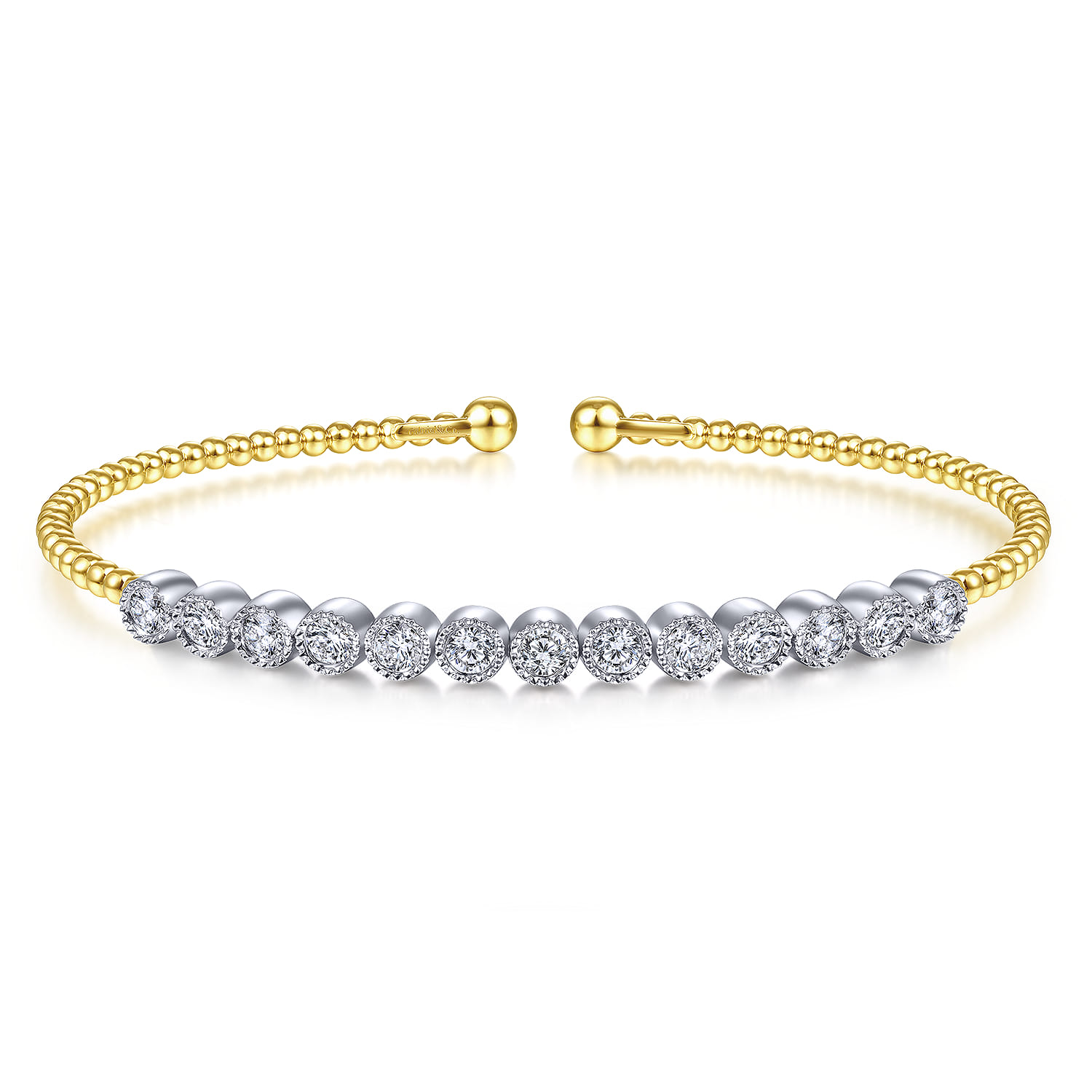 14K White and Yellow Gold Diamond Bangle - 1 ct - Shot 1