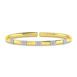 14K White and Yellow Gold Diamond Bangle
