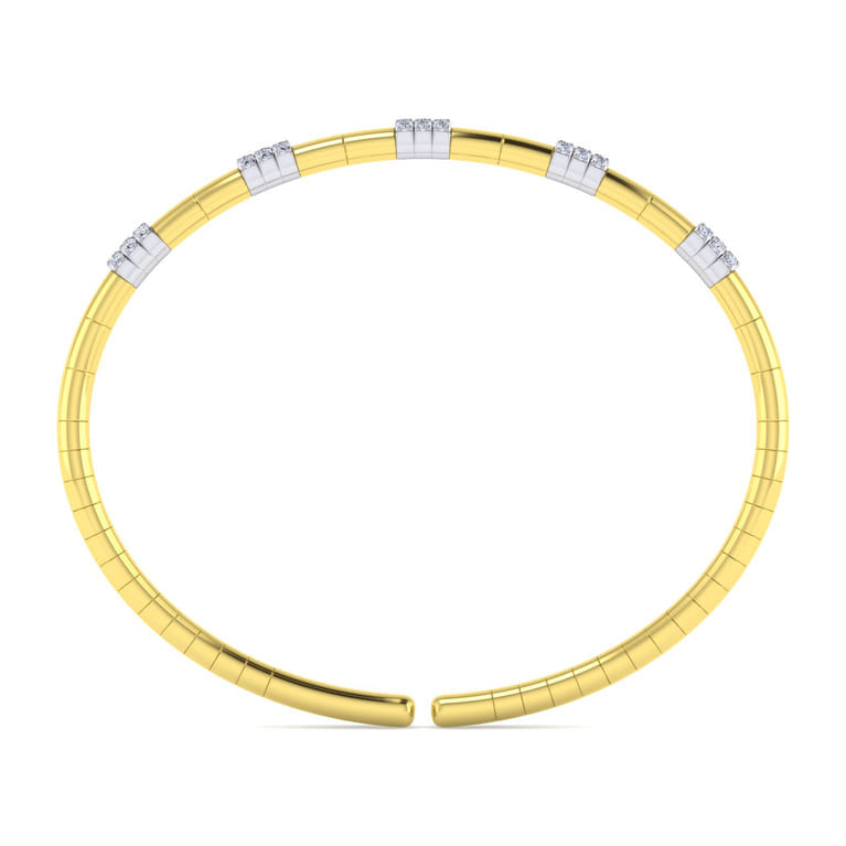 14K White and Yellow Gold Diamond Bangle - 0.4 ct - Shot 3