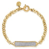 14K White and Yellow Gold Diamond Bar Bracelet - 0.75 ct