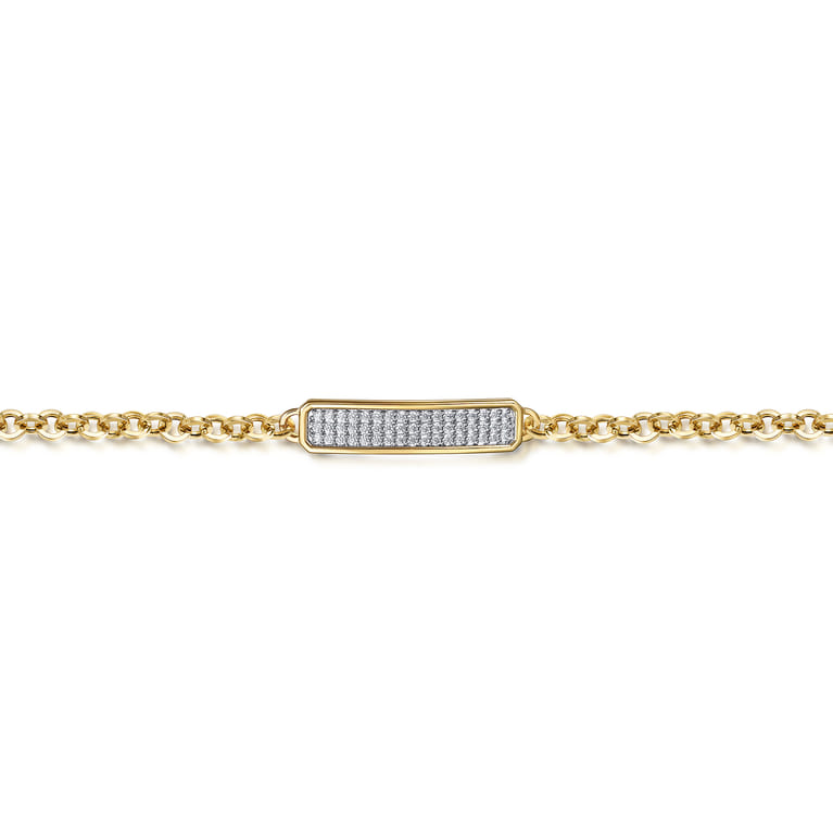 14K White and Yellow Gold Diamond Bar Bracelet - 0.75 ct - Shot 2