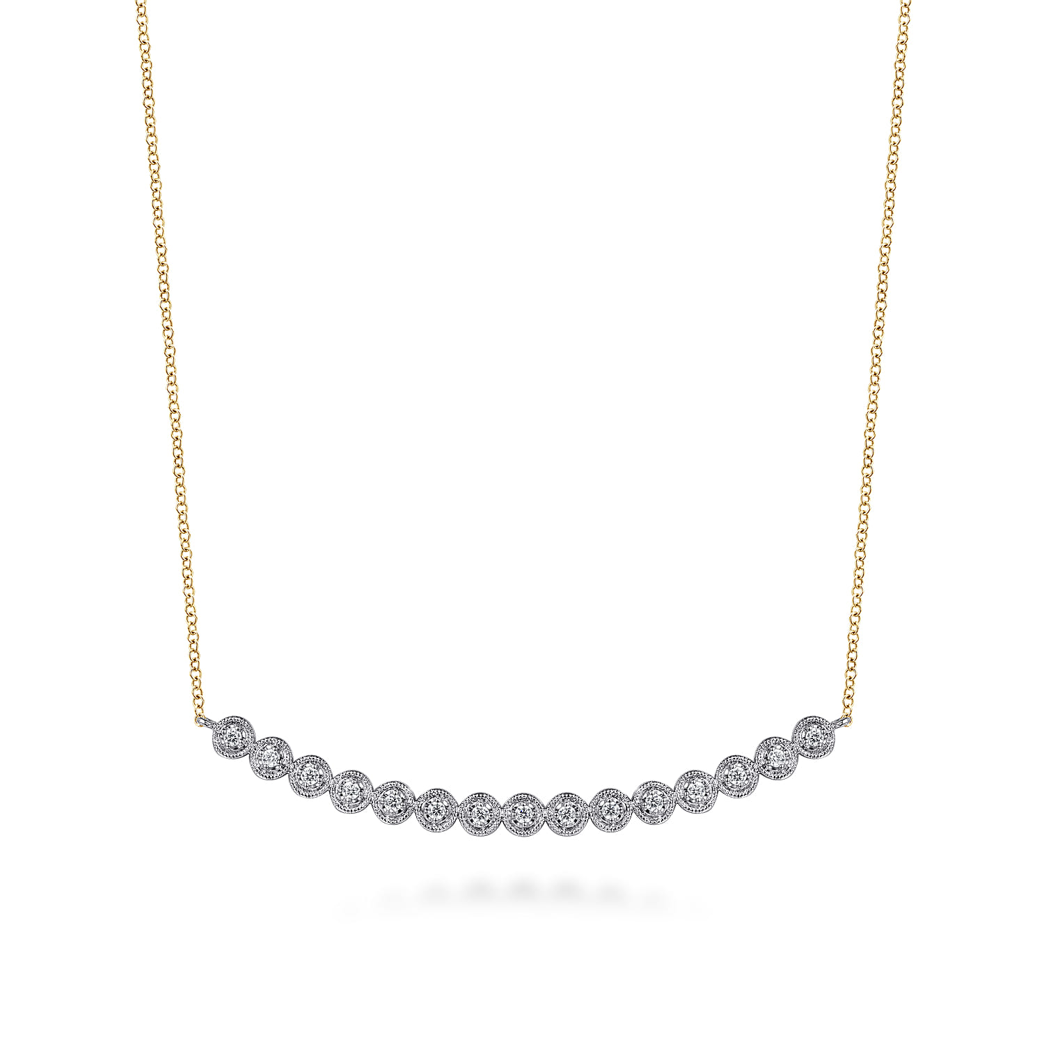 14K White and Yellow Gold Diamond Bar Necklace - 0.25 ct - Shot 1