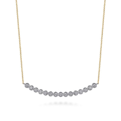 14K White and Yellow Gold Diamond Bar Necklace