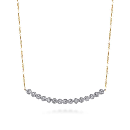 14K White and Yellow Gold Diamond Bar Necklace