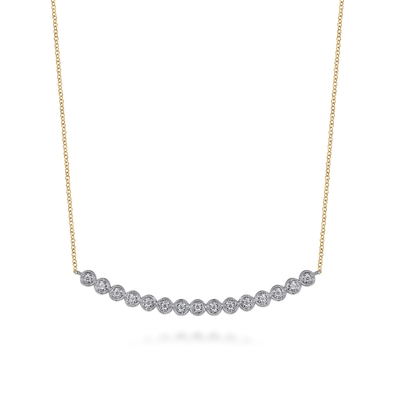 14K White and Yellow Gold Diamond Bar Necklace - 0.25 ct - Shot 1