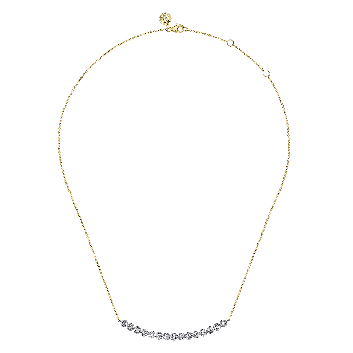 14K White and Yellow Gold Diamond Bar Necklace