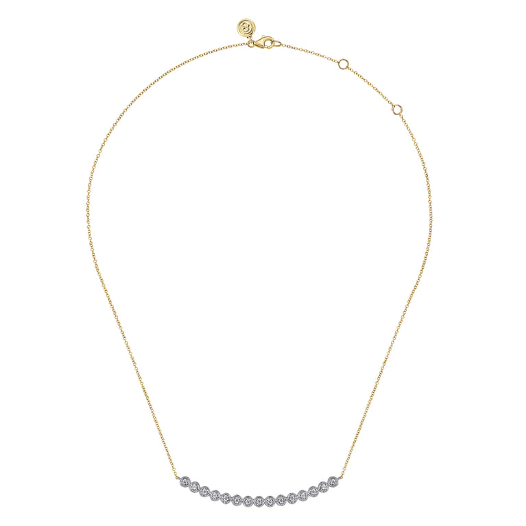14K White and Yellow Gold Diamond Bar Necklace - 0.25 ct - Shot 2