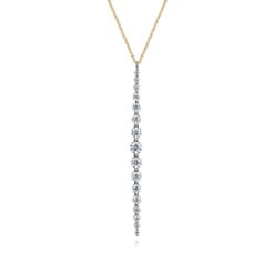 14K White and Yellow Gold Diamond Bar Necklace