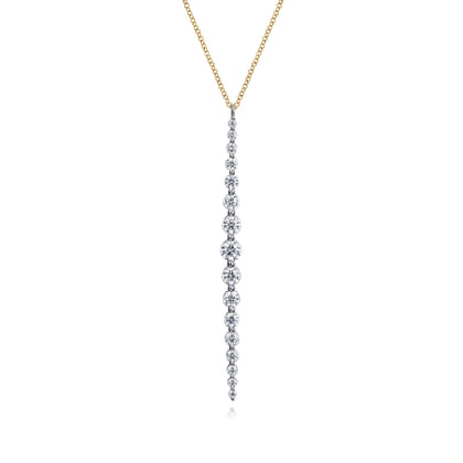 14K White and Yellow Gold Diamond Bar Necklace