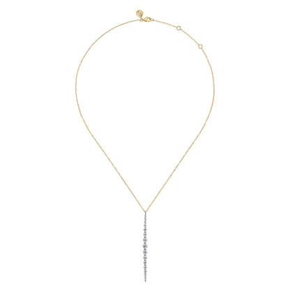 14K White and Yellow Gold Diamond Bar Necklace