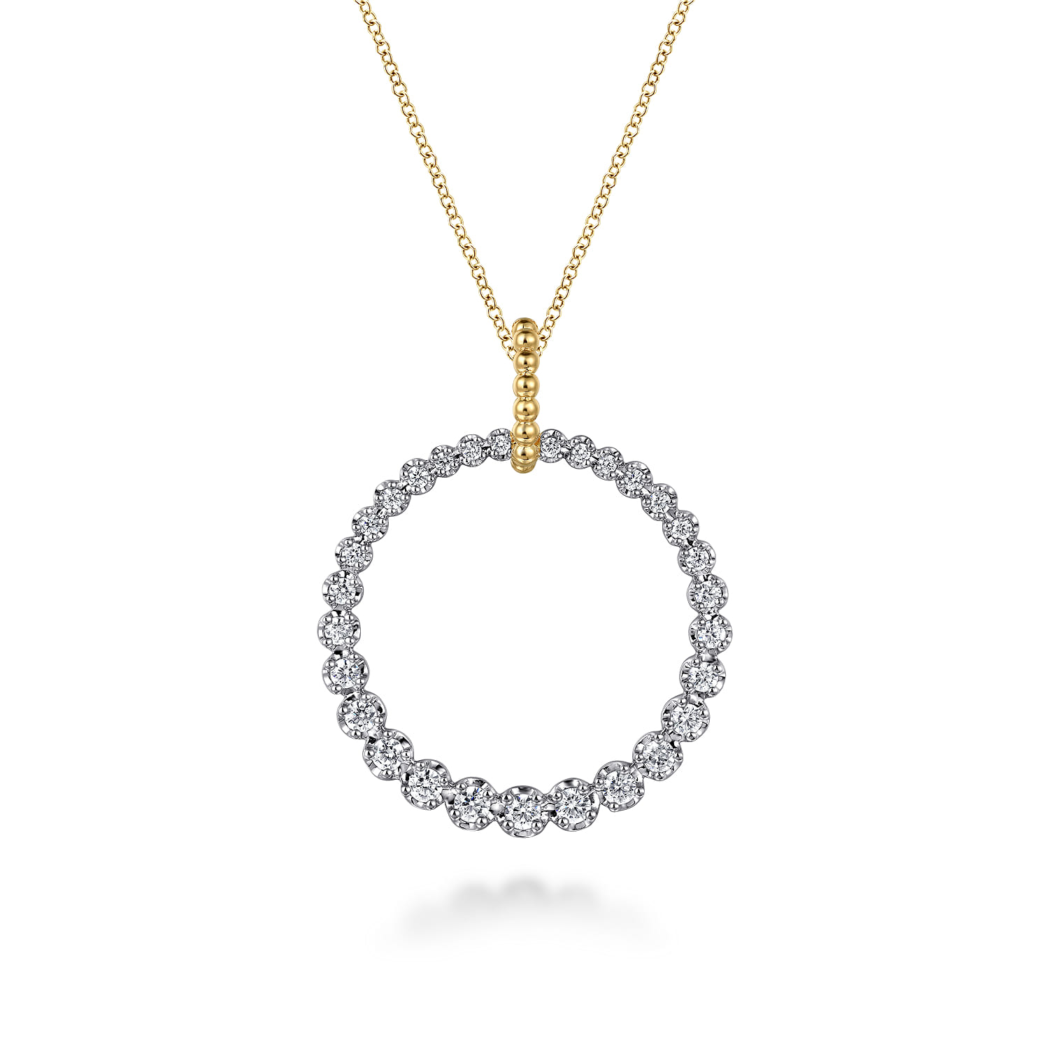 14K White and Yellow Gold Diamond Bujukan 30mm Drop Necklace - 1 ct - Shot 1