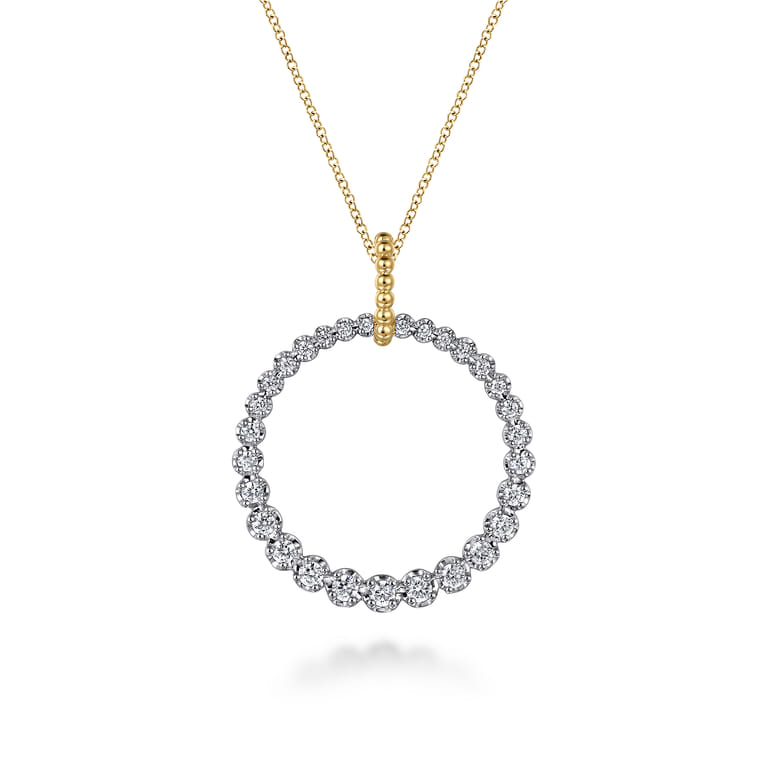 14K White and Yellow Gold Diamond Bujukan 30mm Drop Necklace - 1 ct - Shot 1