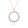 14K White and Yellow Gold Diamond Bujukan 30mm Drop Necklace - 1 ct