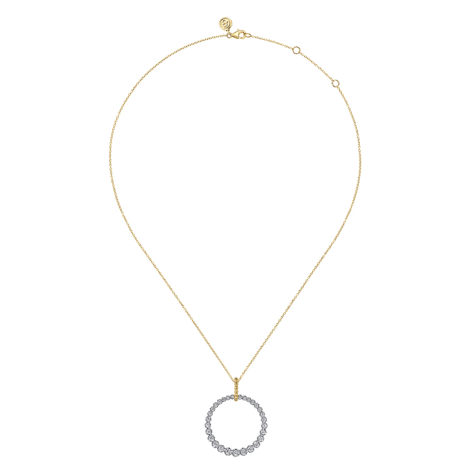 14K White and Yellow Gold Diamond Bujukan 30mm Drop Necklace - 1 ct - Shot 2