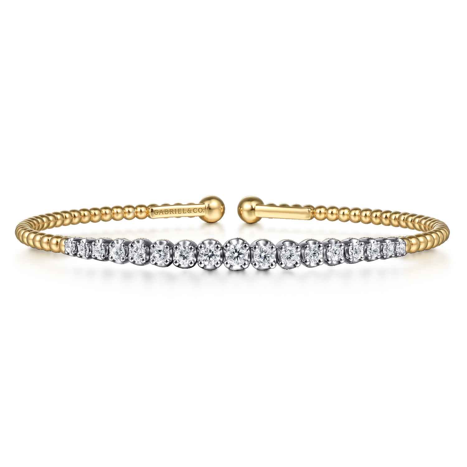 14K White and Yellow Gold Diamond Bujukan Bangle - 0.75 ct - Shot 1