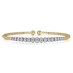 14K White and Yellow Gold Diamond Bujukan Bangle