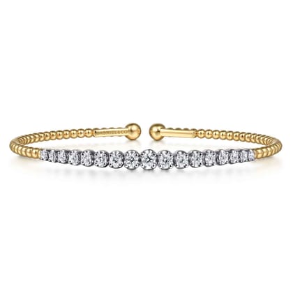 14K White and Yellow Gold Diamond Bujukan Bangle