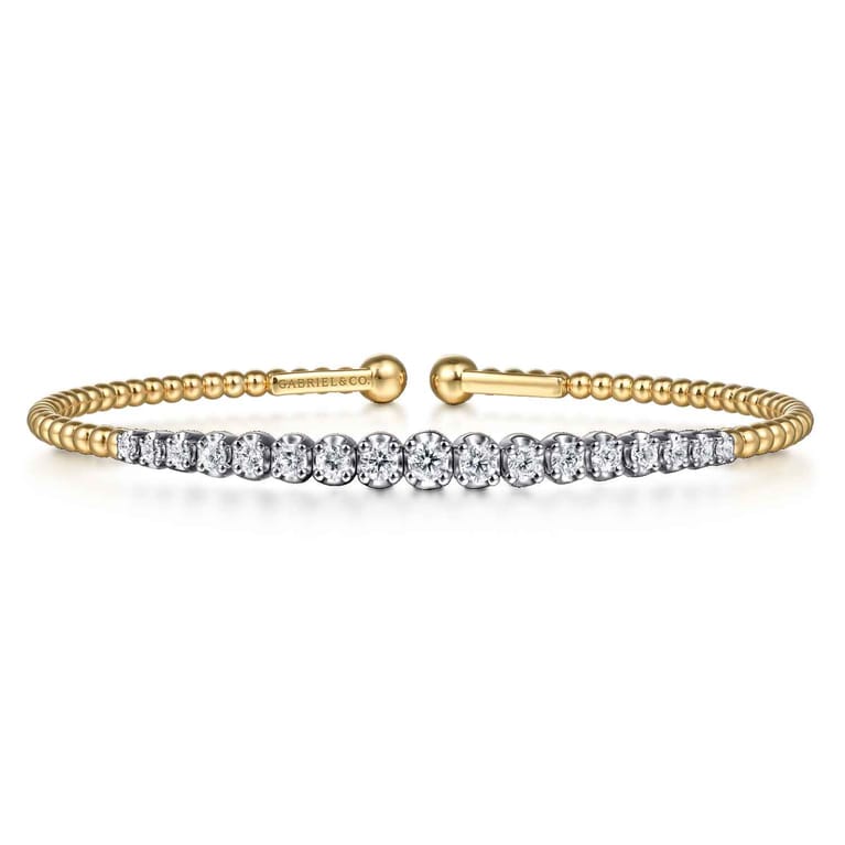 14K White and Yellow Gold Diamond Bujukan Bangle - 0.75 ct - Shot 1
