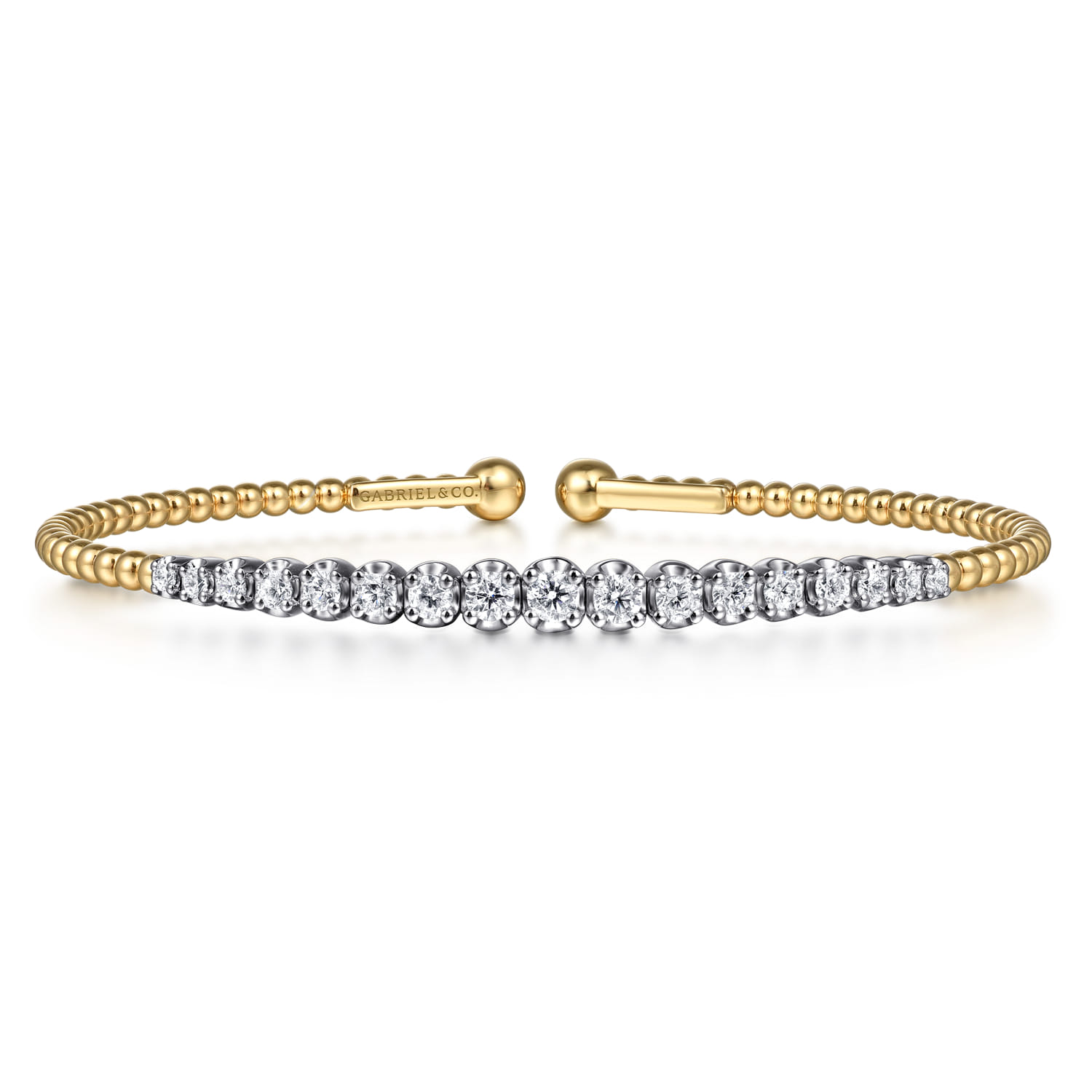 14K White and Yellow Gold Diamond Bujukan Bangle - 0.75 ct - Shot 1