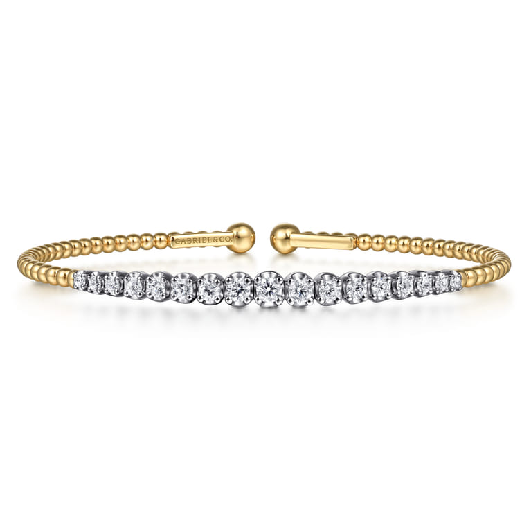 14K White and Yellow Gold Diamond Bujukan Bangle - 0.75 ct - Shot 1