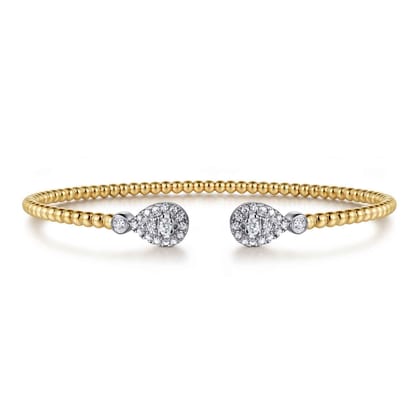 14K White and Yellow Gold Diamond Bujukan Bangle