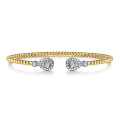 14K White and Yellow Gold Diamond Bujukan Bangle