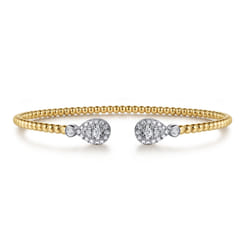 14K White and Yellow Gold Diamond Bujukan Bangle