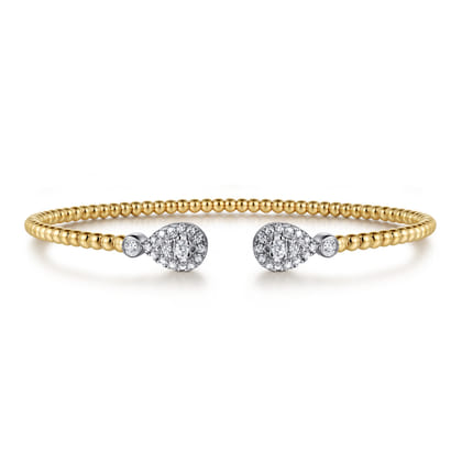 14K White and Yellow Gold Diamond Bujukan Bangle