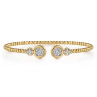 14K White and Yellow Gold Diamond Bujukan Bangle