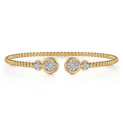 14K White and Yellow Gold Diamond Bujukan Bangle