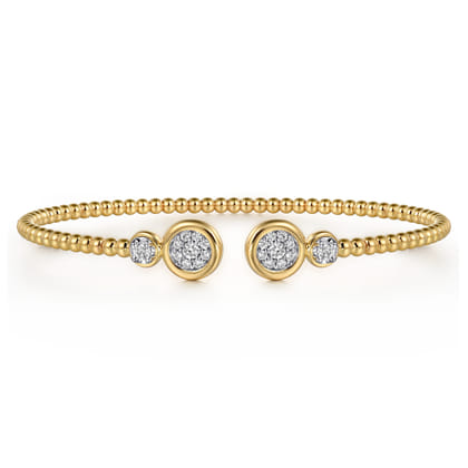 14K White and Yellow Gold Diamond Bujukan Bangle