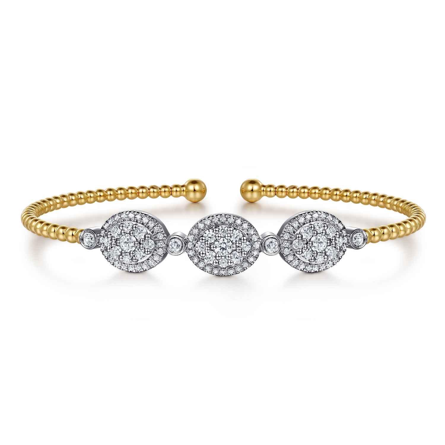 14K White and Yellow Gold Diamond Bujukan Bangle - 1 ct - Shot 1