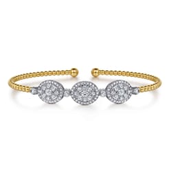 14K White and Yellow Gold Diamond Bujukan Bangle