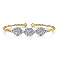 14K White and Yellow Gold Diamond Bujukan Bangle