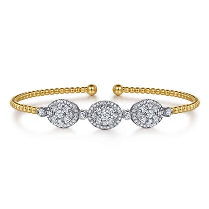14K White and Yellow Gold Diamond Bujukan Bangle