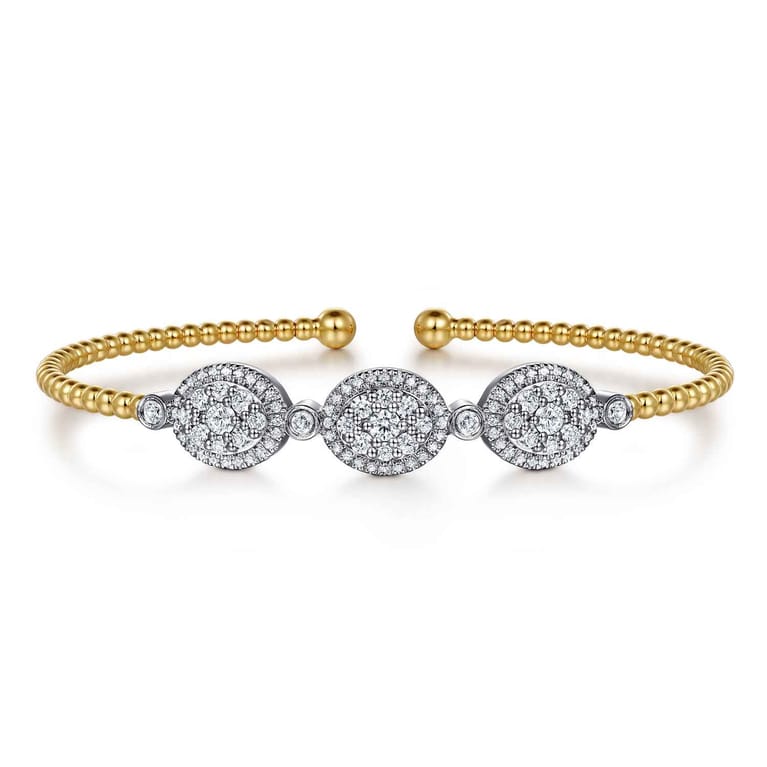 14K White and Yellow Gold Diamond Bujukan Bangle - 1 ct - Shot 1