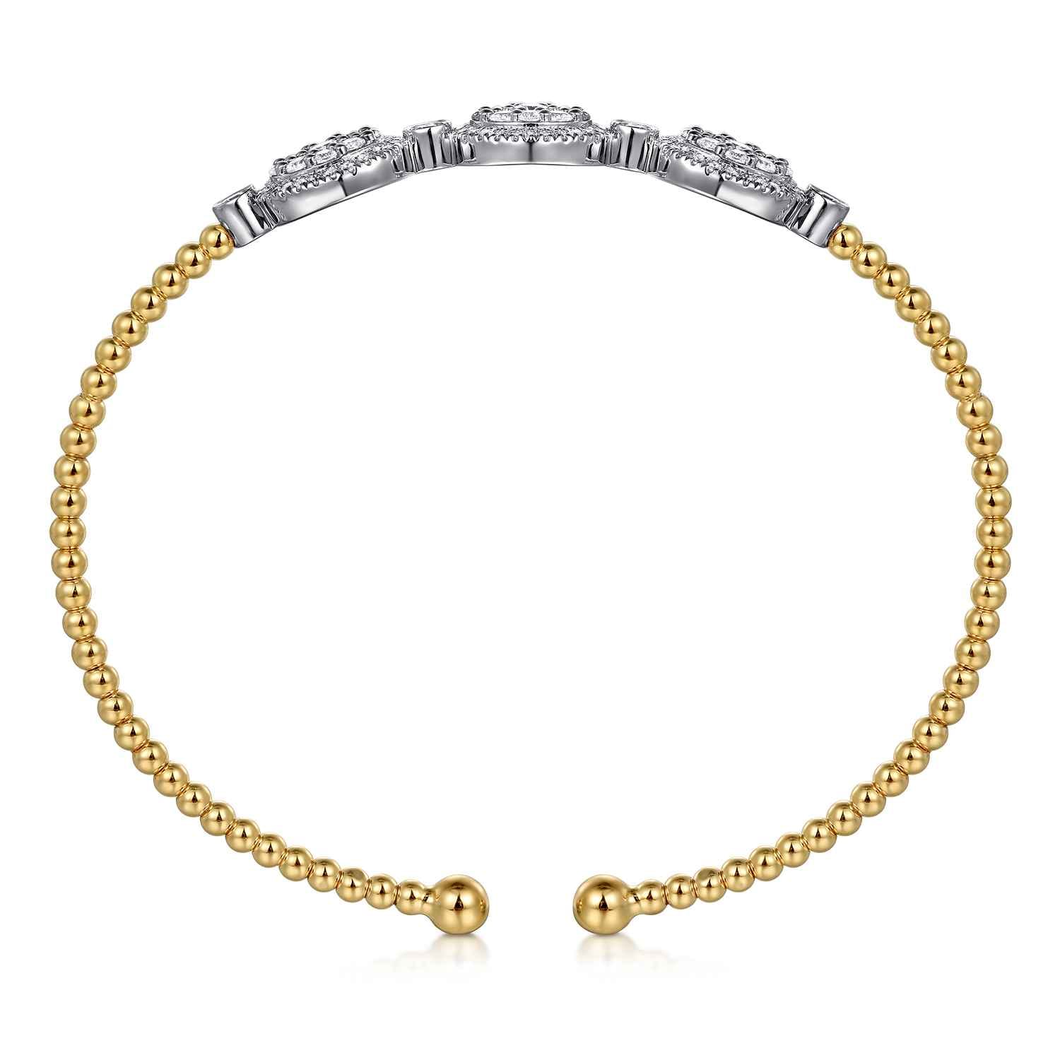14K White and Yellow Gold Diamond Bujukan Bangle - 1 ct - Shot 3