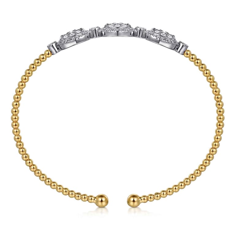 14K White and Yellow Gold Diamond Bujukan Bangle - 1 ct - Shot 3