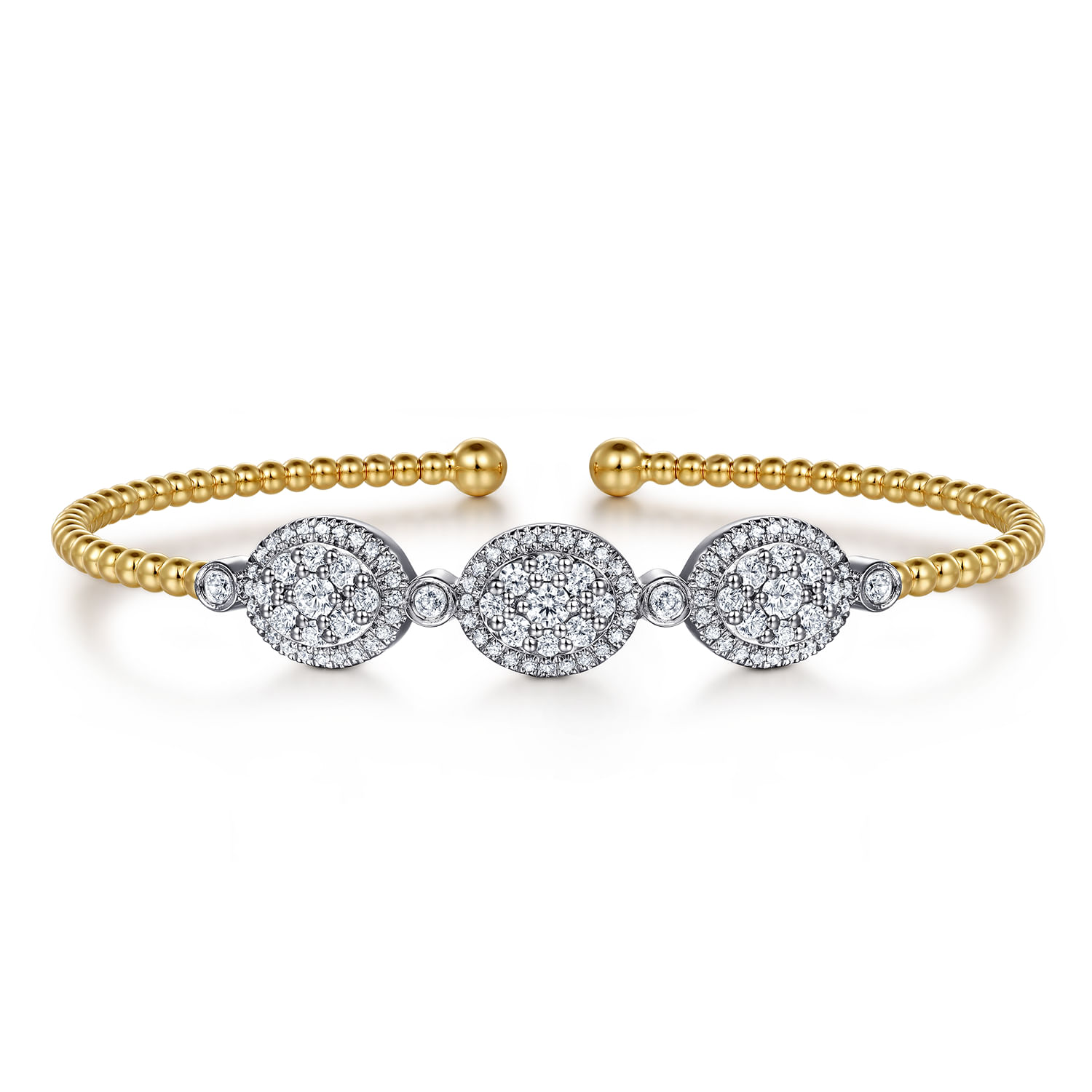 14K White and Yellow Gold Diamond Bujukan Bangle