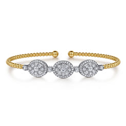 14K White and Yellow Gold Diamond Bujukan Bangle