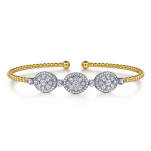 14K White and Yellow Gold Diamond Bujukan Bangle