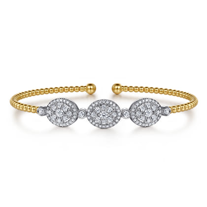 14K White and Yellow Gold Diamond Bujukan Bangle
