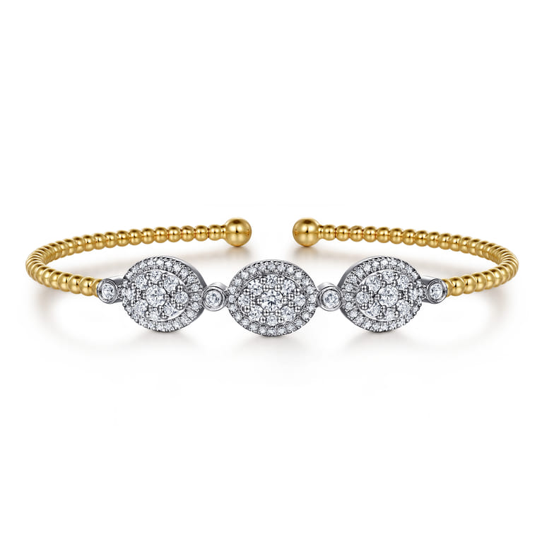 14K White and Yellow Gold Diamond Bujukan Bangle - 1 ct - Shot 1
