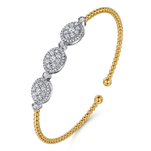 14K White and Yellow Gold Diamond Bujukan Bangle