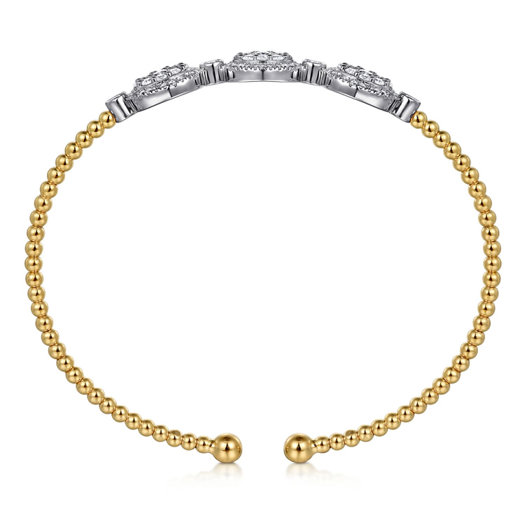 14K White and Yellow Gold Diamond Bujukan Bangle
